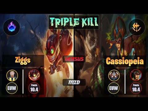 Bolulu ZIGGS (Mid) [Arcane Comet] VS CASSIOPEIA - Challenger EUW Patch 10.4 Triple Kill