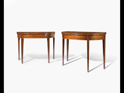 18th century pair mahogany card tables
