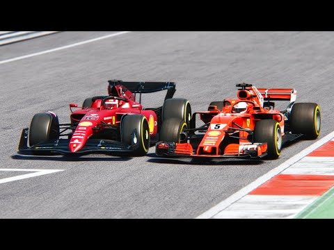 Ferrari F1 2022 vs Ferrari F1 2018 (Leclerc vs Vettel) - Suzuka Grand Prix