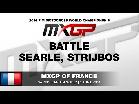 MXGP of France 2014 Tommy Searle vs Kevin Strijbos Battle - Motocross