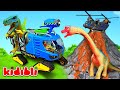 Toy Dino Rescue Truck Helicopter Save Dinosaurs Before Volcano Eruption Video For Kids Kidibli