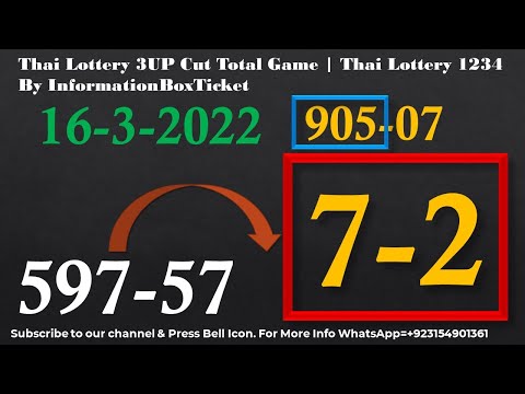 16-3-2022 Thai Lottery 3UP Cut Total Game Thai Lottery 1234 By InformationBoxTicket