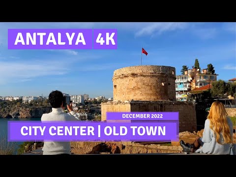 Antalya 2022 Old Town 4 December Walking Tour|4k UHD 60fps