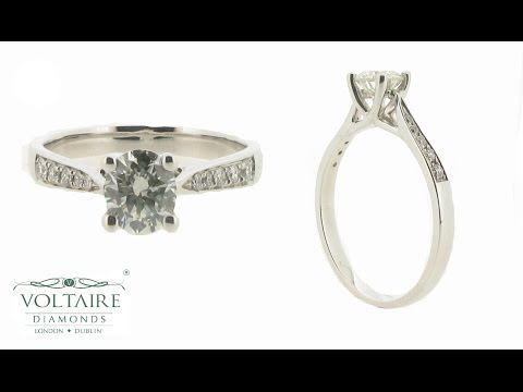 Round Solitaire with Crossover Setting and Pave Shoulders   ER 1018