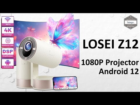 LOSEI Z12 1080P Video Projector - Android 12 - HDMI & USB & Miracast - Unboxing