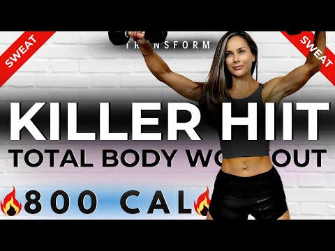 60--MIN KILLER HIIT WORKOUT + ABS | metabolic cardio, total body strength, weight loss + belly fat