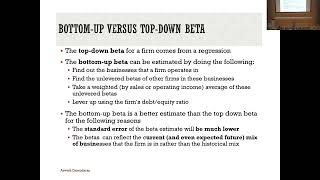 Session 9: More on beta - bottom up betas and private company betas