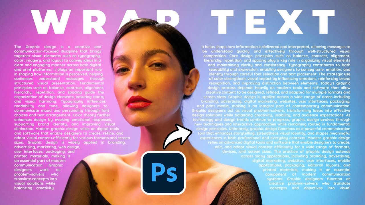 How to Wrap Text Around Image in Photoshop | Photoshop Tutorial