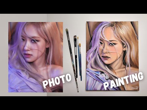 I painted Blackpink Rosé (STEP-BY-STEP process) using Acrylic paint #ontheground #rose #blackpink