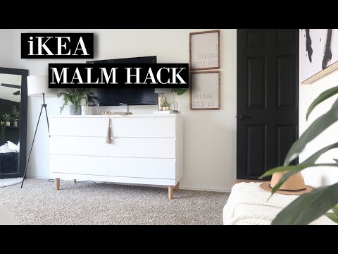Part of a video titled HOW TO ADD LEGS TO MALM DRESSER | IKEA MALM HACK!!