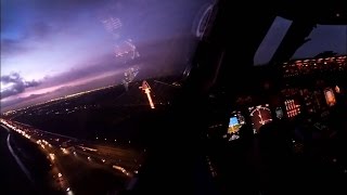 KLM Boeing 747-400F Landing Amsterdam - Cockpit View Timelapse