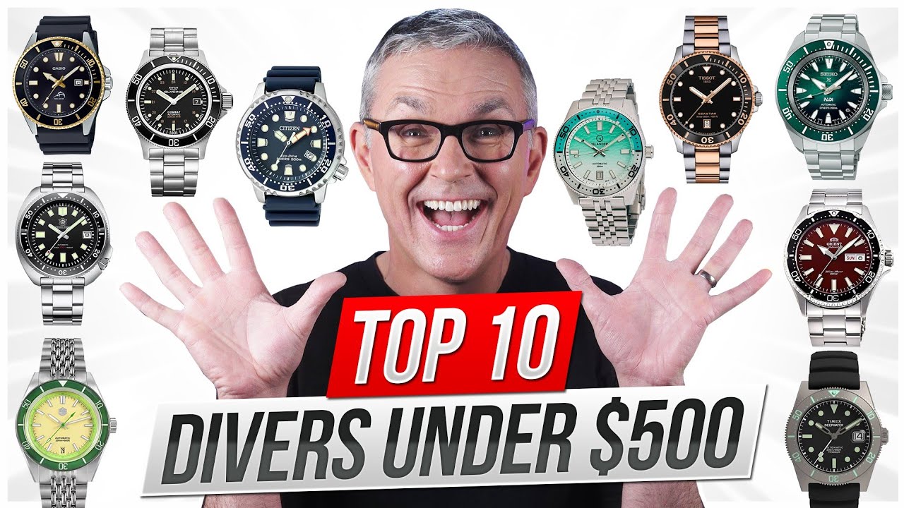 Various brands — Top 10 budget dive watches $50–$500 stacked and compared