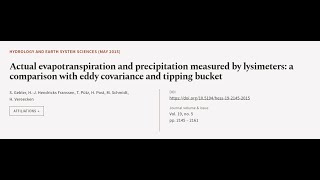 Actual evapotranspiration and precipitation measured by lysimeters: a comparison with... | RTCL.TV