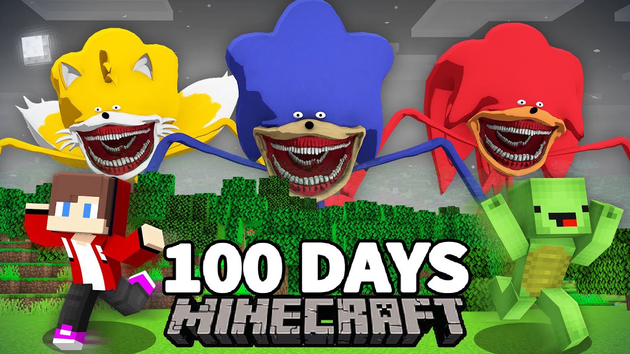 How JJ and Mikey Survive 100 Days From ALL THE SONIC TAPES and AMY ROSE TAPES Minecraft? - Maizen