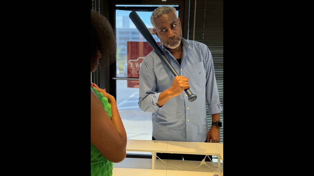 When Mr. Mitchell comes to Mike’s office looking for him with a baseball bat!