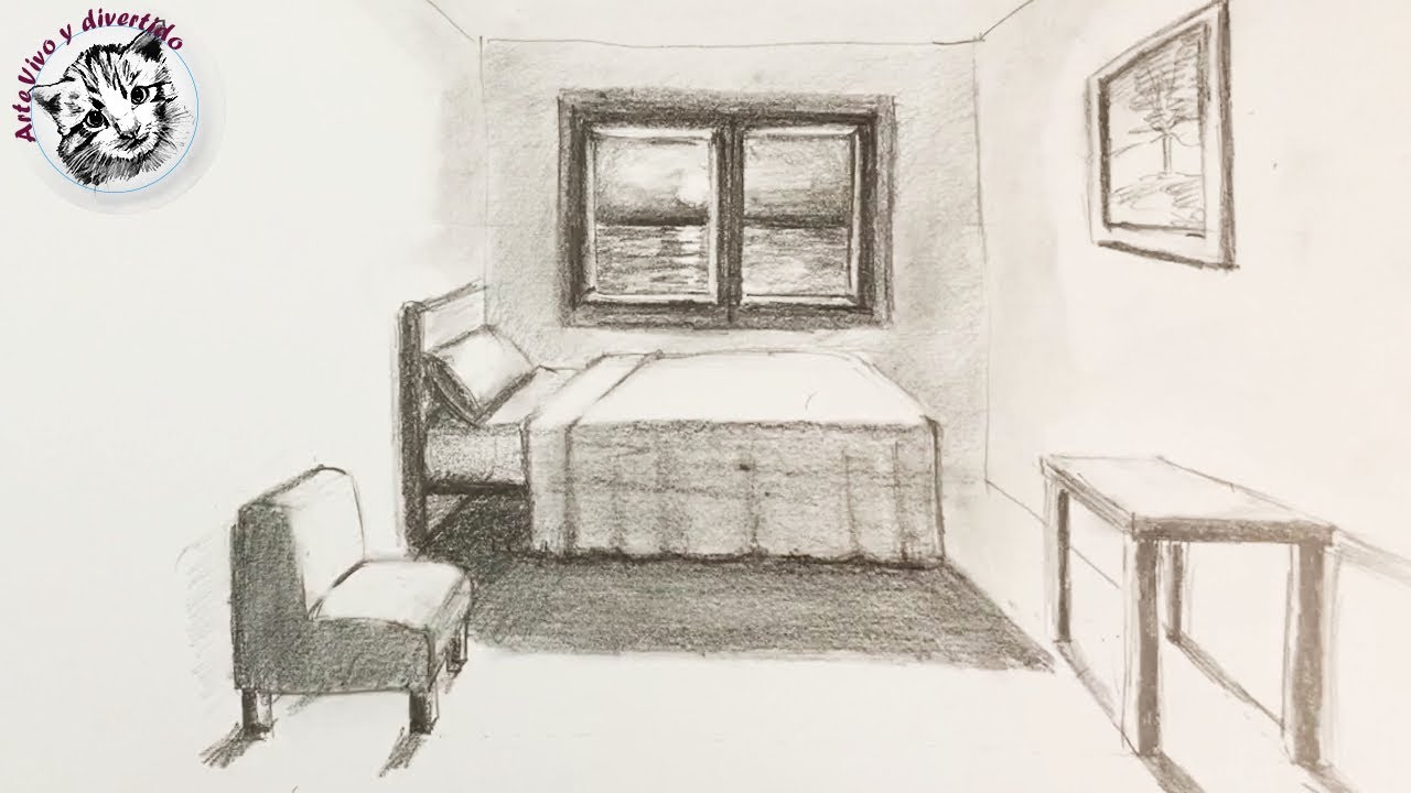 Como Dibujar una Habitacion en Perspectiva de Un Punto muy Facil y Paso a Paso