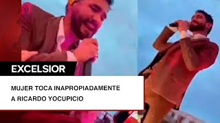 Mujer hace tocamientos a vocalista de Banda El Recodo en pleno show