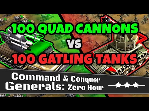 100 GLA Quad Cannons VS 100 China Gatling Tanks | C&C Generals Zero Hour