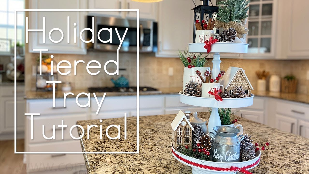 Holiday Tiered Tray Style Home Decor //Tutorial