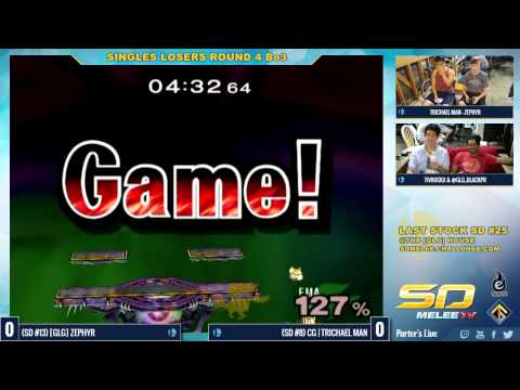 Last Stock SD #25 - [GLG] Zephyr (Fox) vs CG | Trichael Man (Fox) - SSBM Winners Finals - Melee