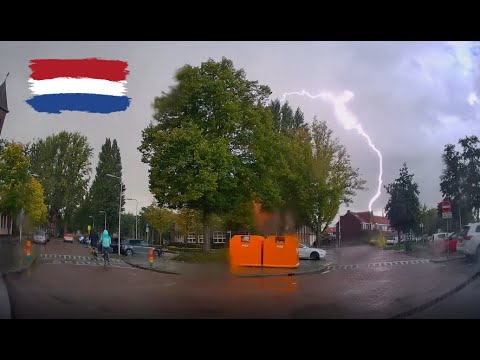driving in a storm around Gouda (Netherlands) A12