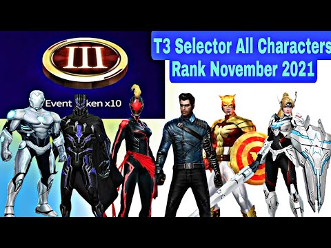 T3 Selector All Characters Rank November 2021 - Marvel Future Fight