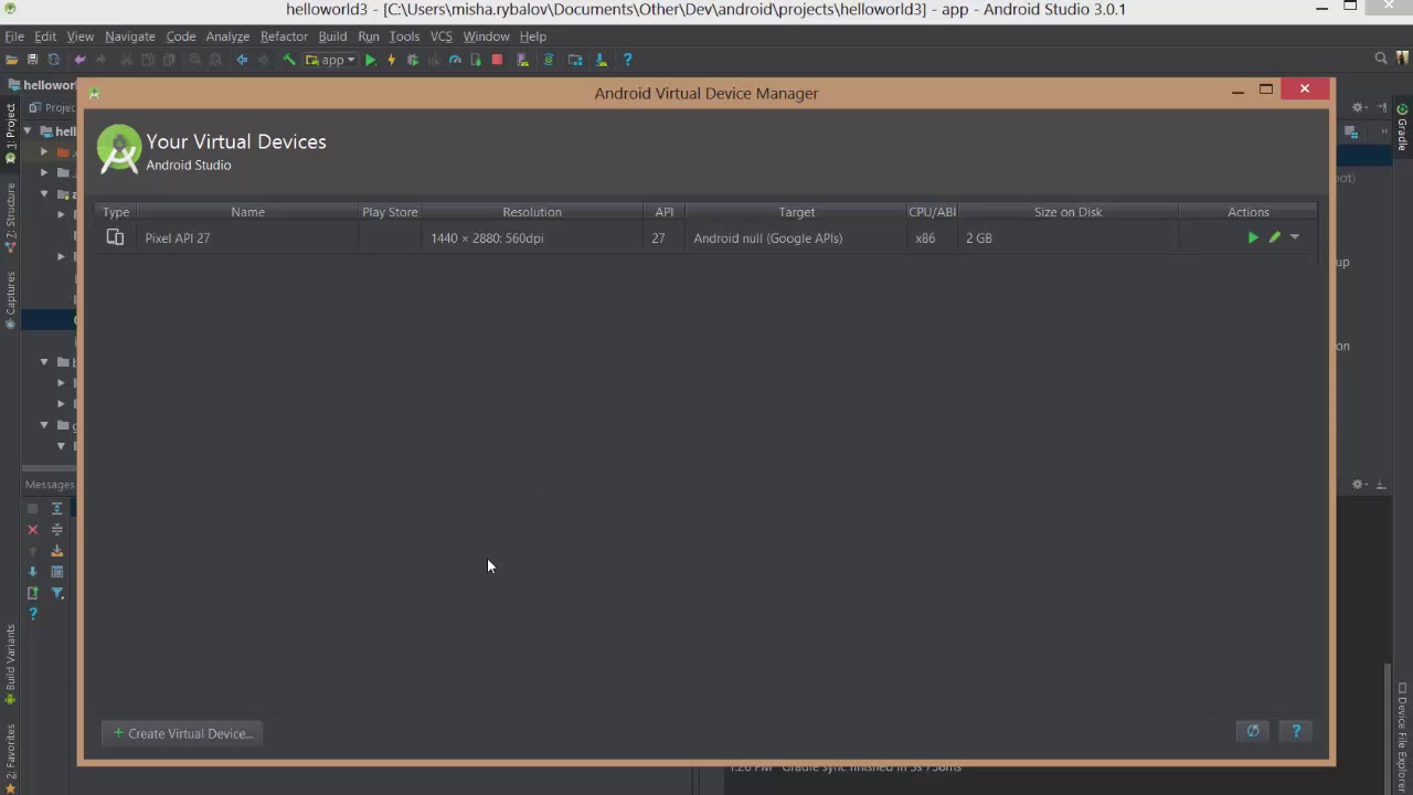 Adding New Virtual Device - Android Virtual Device Manager - Android Studio