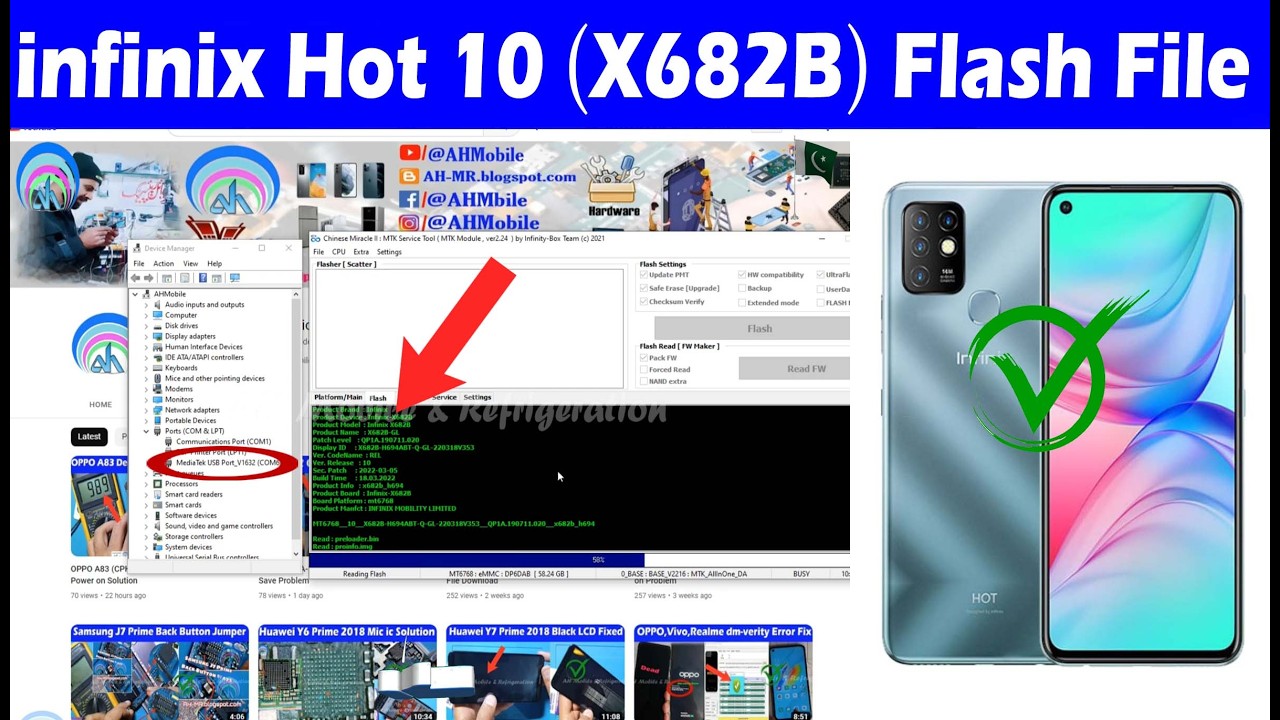 infinix Hot 10 (X682B) MTK6768 Hang on Logo Dead Boot Repair Flash File