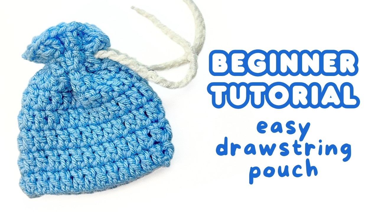crochet drawstring pouch tutorial for BEGINNERS | how to crochet a bag 🎀 easy crochet tutorial