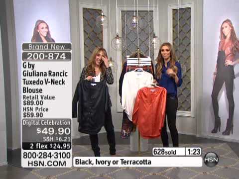 G by Giuliana Rancic Tuxedo V-Neck Blouse