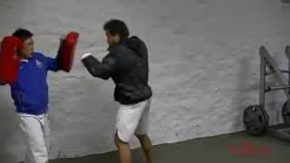 preview picture of video 'Thai pad warm up before Evander's fight at Whitehall, NY March 29, 2014'