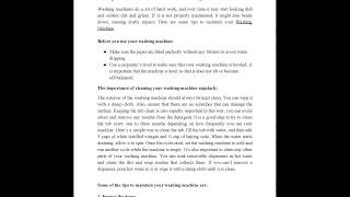 Washing machine Maintenance Tips