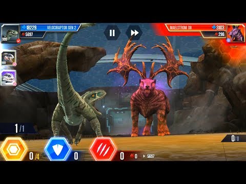 ALL GEN 2 LEVEL 999 vs MAELSTROM 08 - VELOCIRAPTOR, T-REX, INDOMINUS REX - JURASSIC WORLD THE GAME