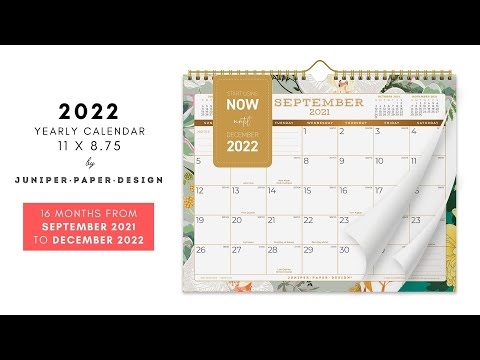 2022 Calendar 11 x 8.75 | 16 Months September 2021 - December 2022 by JUNIPER PAPER DESIGN