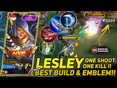 LESLEY ONE SHOOT ONE KILL BUILD IS HERE🔥 LESLEY BEST BUILD & EMBLEM || LESLEY TOP 1 GLOBAL ~MLBB