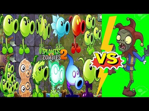 Plants VS Zombies 2 all Peashooters VS Jester Zombie Max Level PVZ 2 !