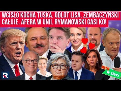 Hity w sieci. Wcisło kocha Tuska. Odlot Lisa. Zembaczyński całuje. Afera w UE. Jakubiak o Czarzastym