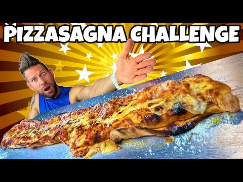 PIZZASAGNA CHALLENGE - (A LASAGNA made with PIZZA) - MAN VS FOOD