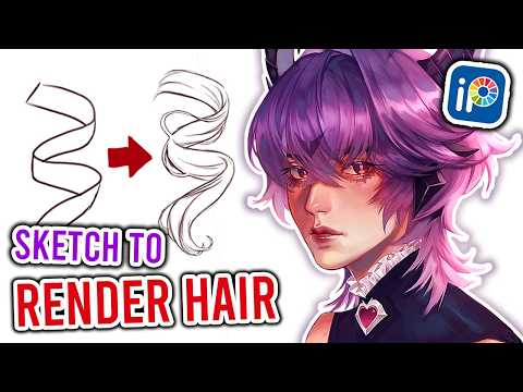 How I SKETCH to RENDER HAIR in IBISPAINT | Full Hair Tutorial Sketch to Render