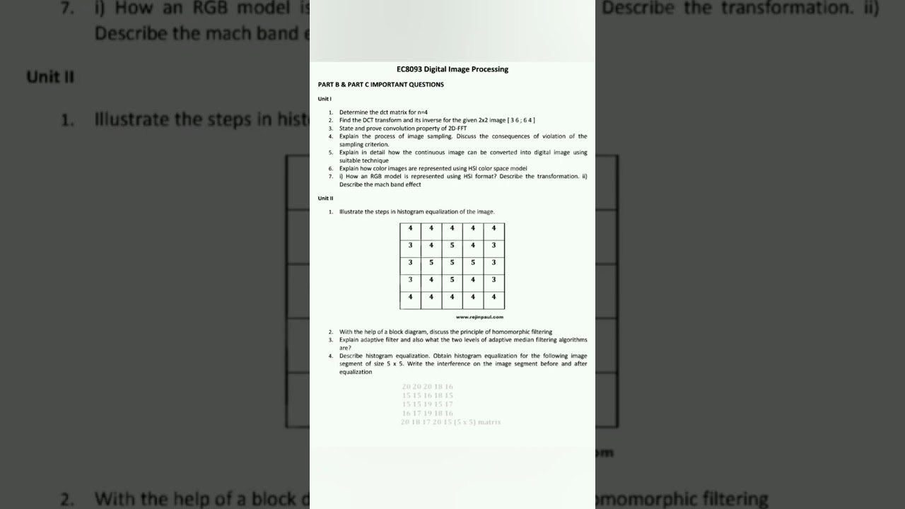 EC8093 Digital Image Processing Important Questions R2017#cse #eie #ece #cce #biomedicalengineering