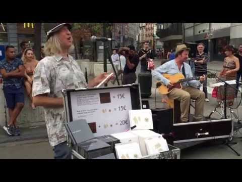 FUNNY and TALENTED! Mark Gillespie, don't mess around - busking in the Streets of Brussels, Belgium