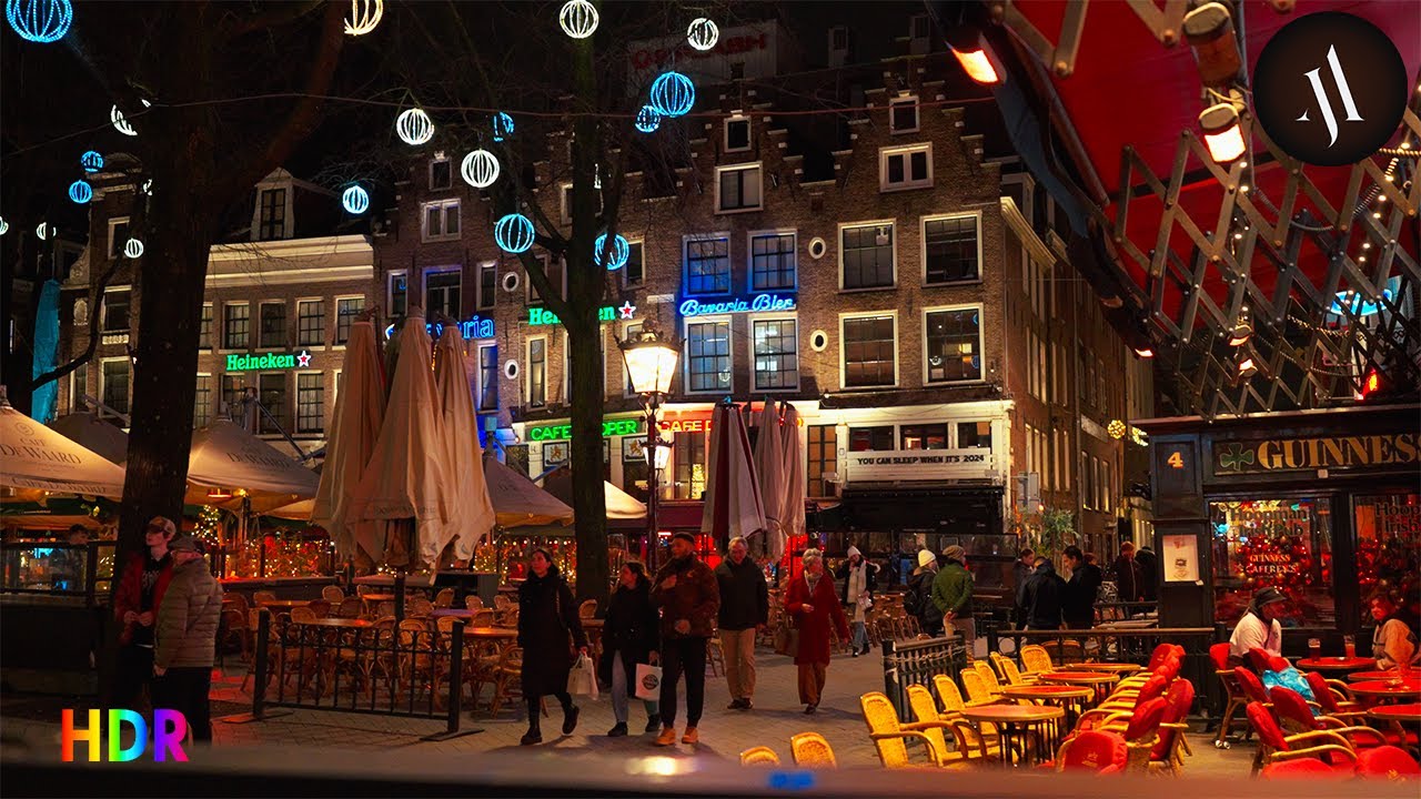Experience a Magical Night Stroll Around Amsterdam's Leidseplein.