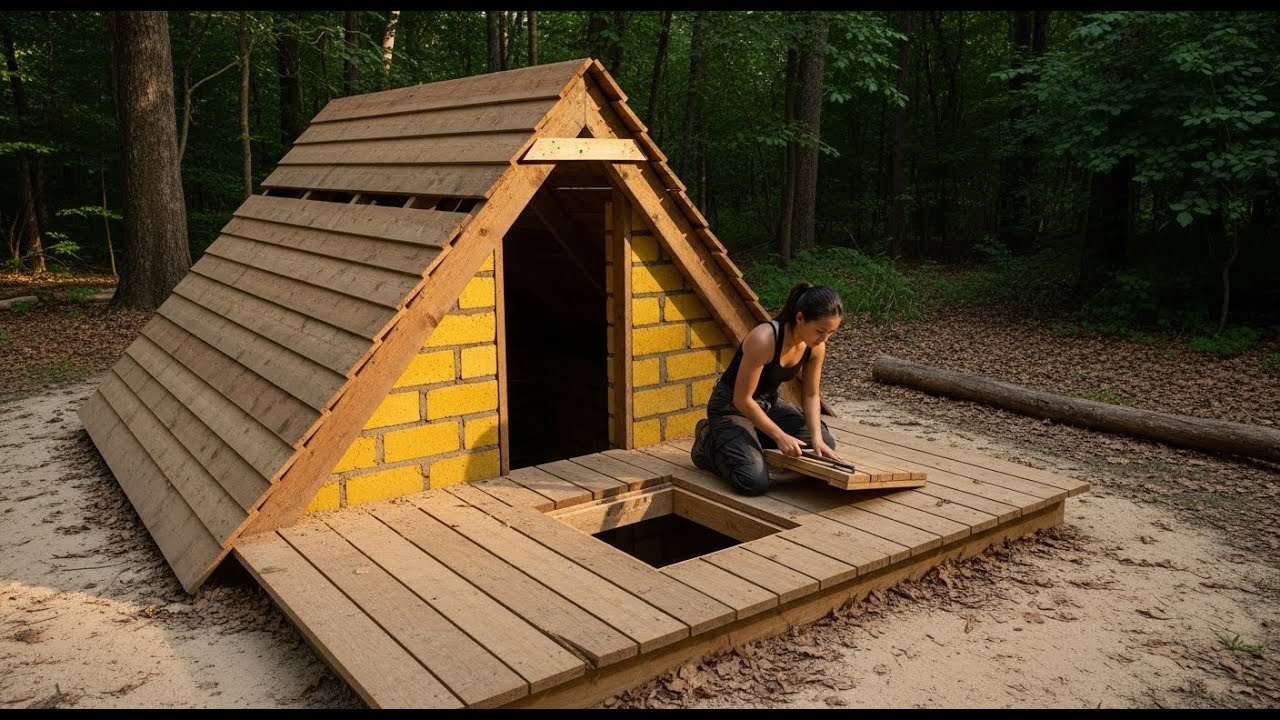 7 Days of Tunneling, Underground Survival Shelter – Brick by Brick in the Wild