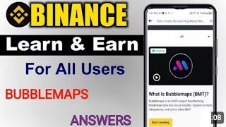 BINANCE Bubblemap (BMT) Learn and Earn Answer || Binance Learn and Earn Answer