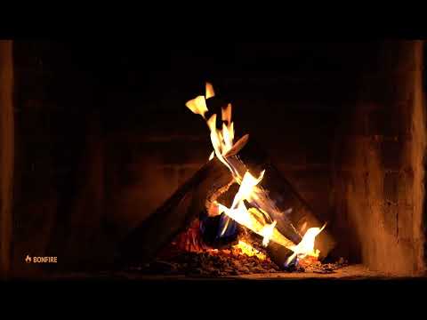 Night Fire in the Dark Background Video 4K 6 Hours Burning Fireplace Sounds & Black Screen for Sleep