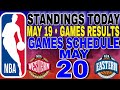nba playoffs standings today may 19, 2024 | games results | games schedule may 20, 2024