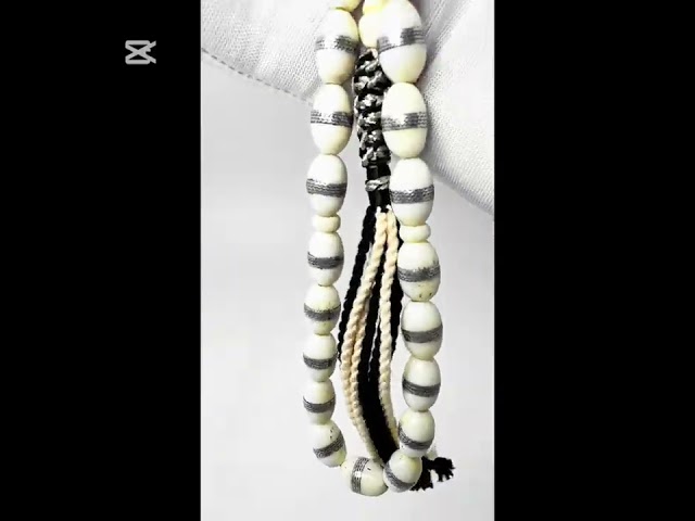 قوافل سبحة من عظم جمل مشغولة بالفضة شغل قديم bon0025