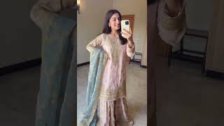 Pink Embellished Chiffon Gharara - Video 2