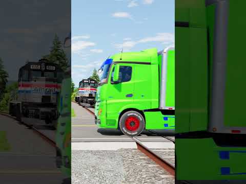 small truck and tractor vs railway track#shortvideo#beamngdrive #simulation#india#truck#speedbump