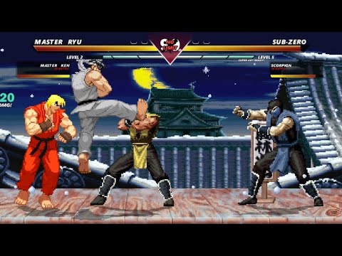 MASTER RYU & MASTER KEN vs SUB-ZERO & SCORPION - Exciting High Level Fight!